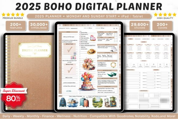 2025 Digital Planner | Monday and Sunday
