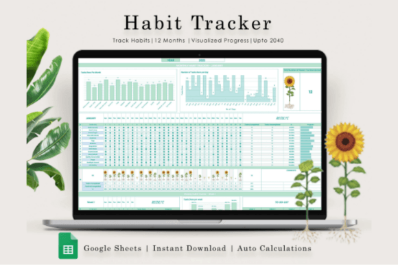 Habit Tracker Spreadsheet, Google Sheets