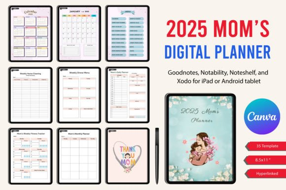 Digital 2025 Mom’s Planner Canva