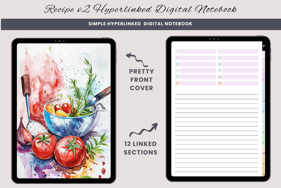 Recipe Hyperlinked Digital Notebook