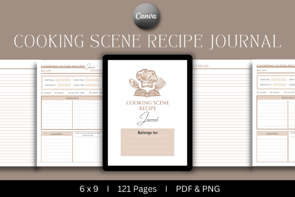 Cooking Scene Recipe Journal | KDP