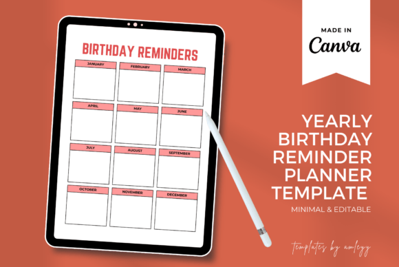 Yearly Birthday Reminder Planner