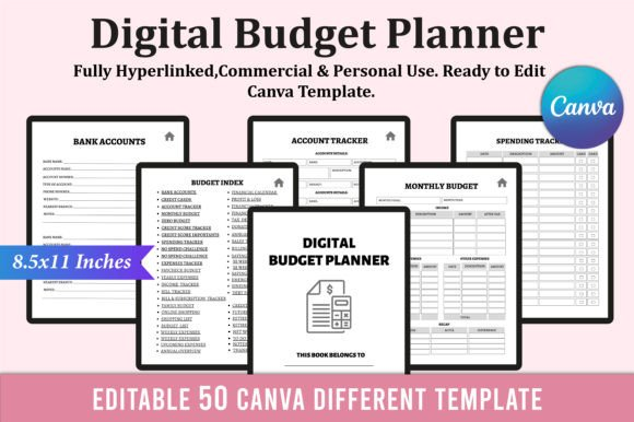 Editable Digital Budget Planner Canva