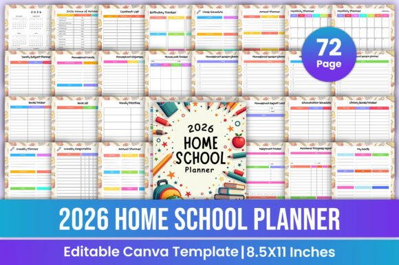 2026 Home School Planner Canva Template