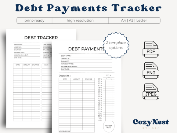 Debt Payments Tracker Printable & Digital