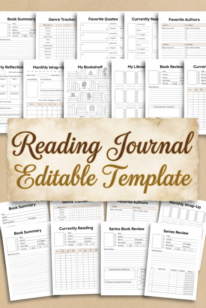 Reading Journal Editable Template