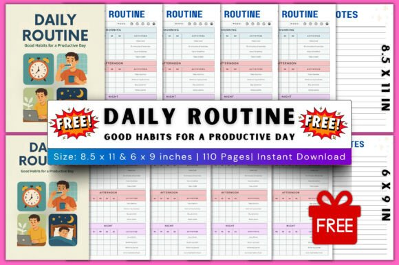 Daily Routine Planner Canva Editable