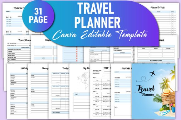 Editable Travel Planner Bundle Canva