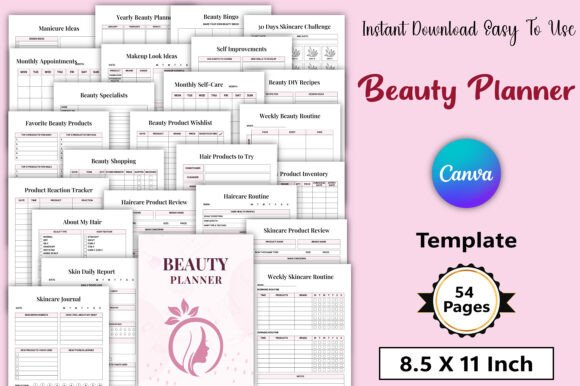 Editable Beauty Planner Canva Template