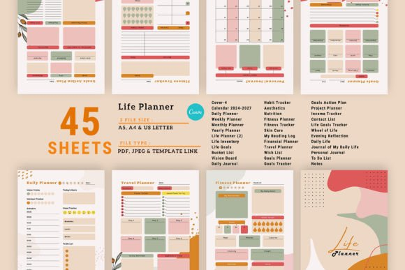 Editable Canva Life Planner Bundle Pack