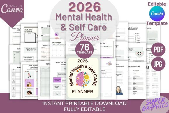 2026 Mental Health and Self Care Planner