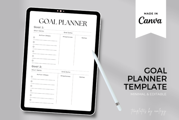 Goal Planner Template Canva - Editable