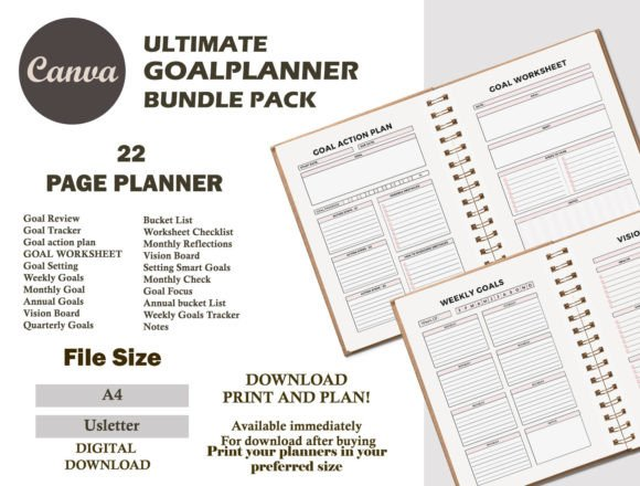 Goal Planner Template Bundle