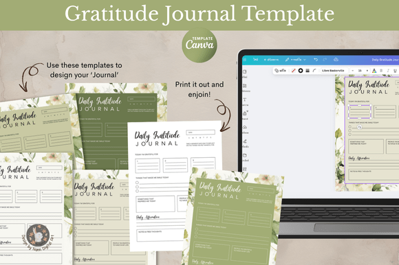 Editable and Printable Daily Gratitude Journal Templates