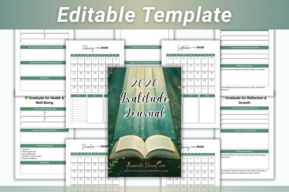 2026 Gratitude Journal Editable