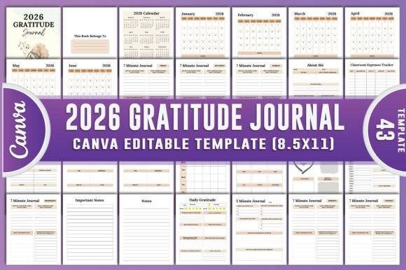 2026 Gratitude Journal Canva KDP Interiors