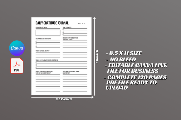 Daily Gratitude Journal KDP interior Template