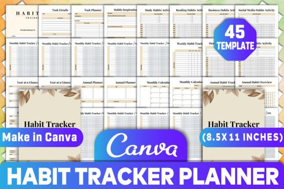 Habit Tracker Planner Canva KDP Interiors