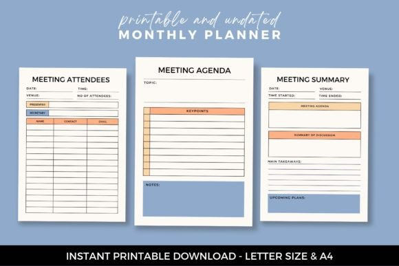 Meeting Planner editable canva templates
