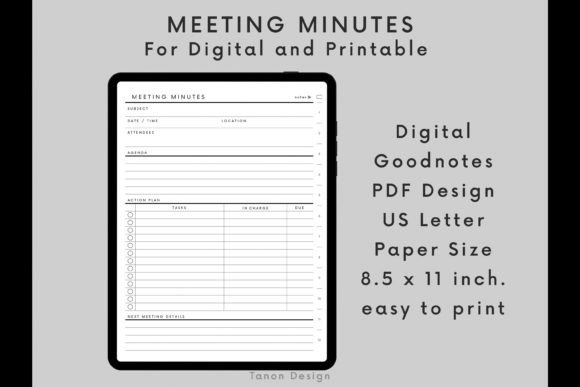 Meeting Minutes Digital Planner Goodnote