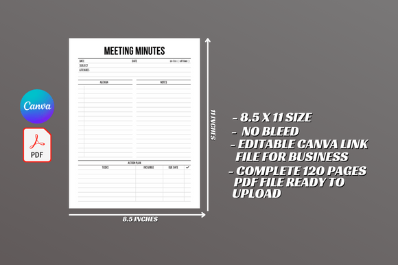 Meeting Minutes Notes KDP interior Template