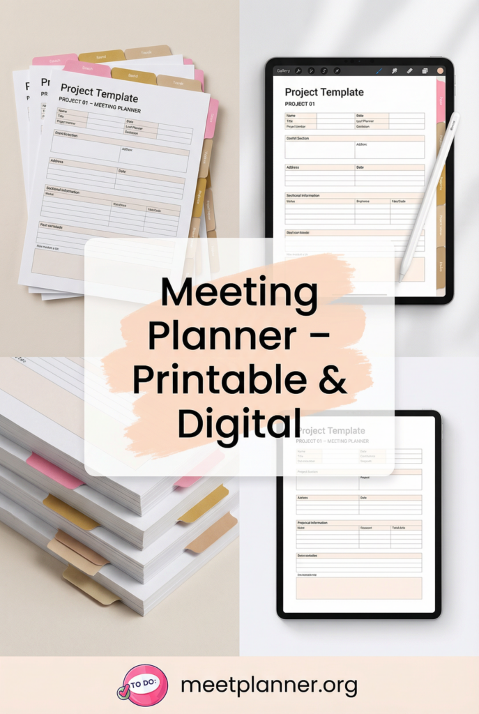 Meeting planner - printable and digital version