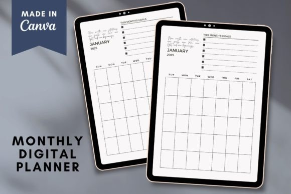 Close-up of a high-resolution digital monthly planner template interface.