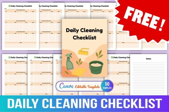  High-resolution view of the Daily Cleaning Checklist page featuring a dedicated section for a deep cleaning checklist.