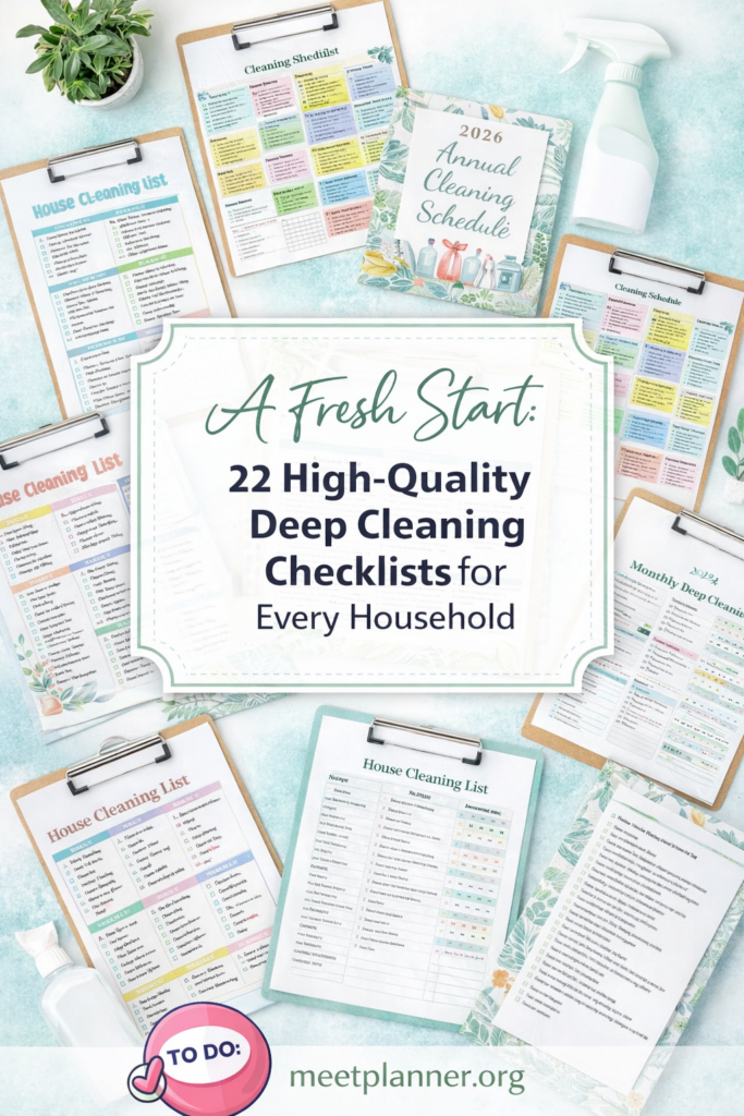 Pin image: "A Fresh Start: 22 High-Quality Spring Cleaning Checklists for Every Home."