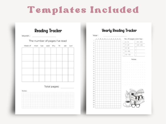 A printable reading tracker monthly yearly page with generous side margins for easy hole punching.