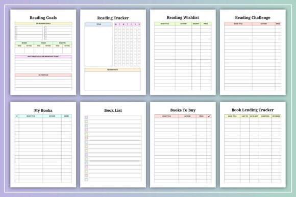 Preview of pages from the Editable Book Lover’s Reading Journal shown as a printable reading tracker.
