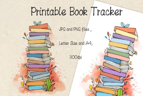 Aesthetic preview of the Printable Book Tracker, Planner, Books