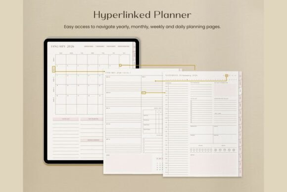 A wide selection of hyperlinks for quick navigation within the That Girl GoodNotes digital planner interface.