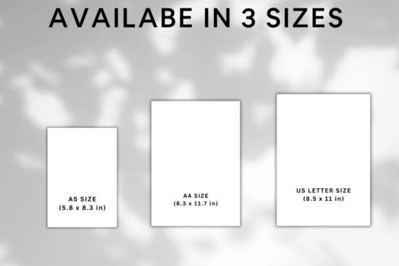 A minimalist layout of three different page sizes of a printable reading journal.