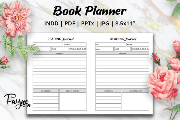 Minimalist spread for tracking books on a shelf from a printable reading planner and book review journal.