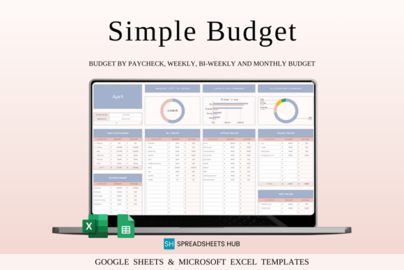 Top-down view of a laptop displaying the effective budget planner excel google sheets interface.