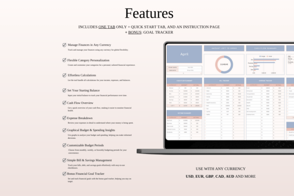 Screenshot of the effective budget planner excel google sheets dashboard inside a professional budget planner template.