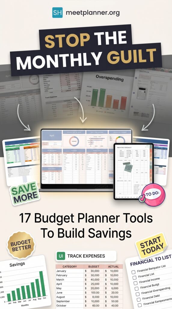 A collage of the footer images for the article: 17 Creative Budget Planner Template Tools To Build Savings