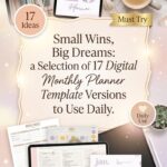 Featured image for this article: Small Wins, Big Dreams: A Selection of 17 Digital Monthly Planner Template Versions to Use Daily