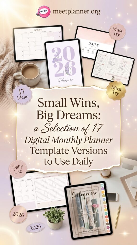 Footer image for article: Selection of 17 Digital Monthly Planner Template Versions to Use Daily